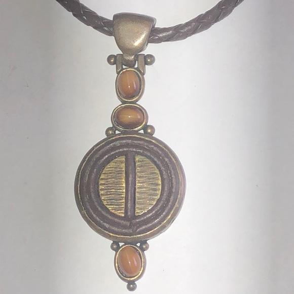 Chico’s Bronze and Brown Boho Pendant Necklace - Picture 1 of 7
